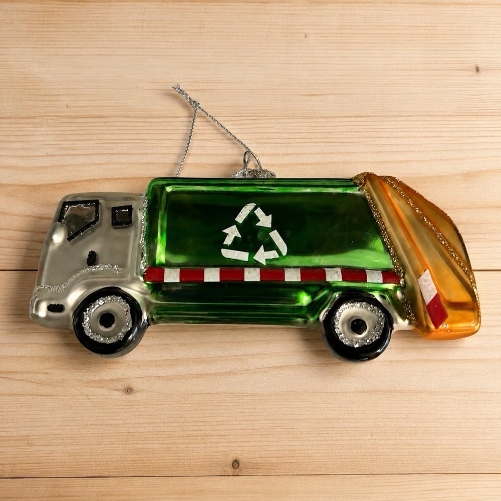 Ashland Glass Recycling Garbage Truck Christmas Ornament Green 4.25"[Y]